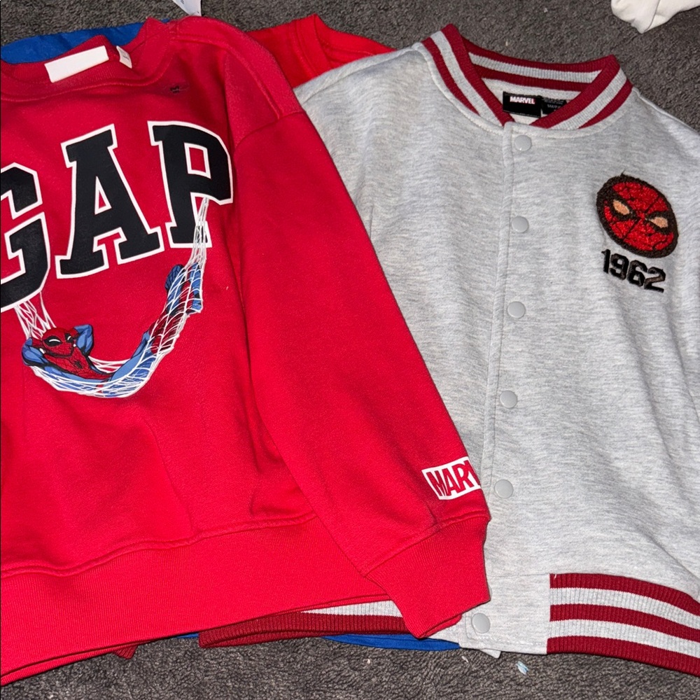 GAP Kids Red Spider-Man & Gray Varsity Jacket Set